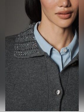 Pilcro Embellished Collar Knit Cardigan – Size L